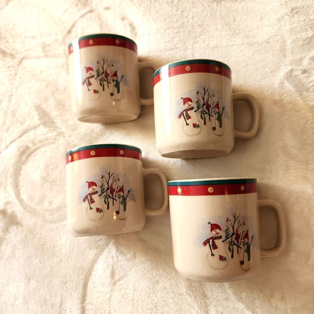 Royal Seasons Set of Four Christmas Snowman Stoneware Mugs
